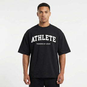 Athlete Powered by Jesus Oversized Heavy T-shirt - Black