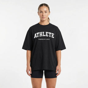 Athlete Powered by Jesus Oversized Heavy T-shirt - Black