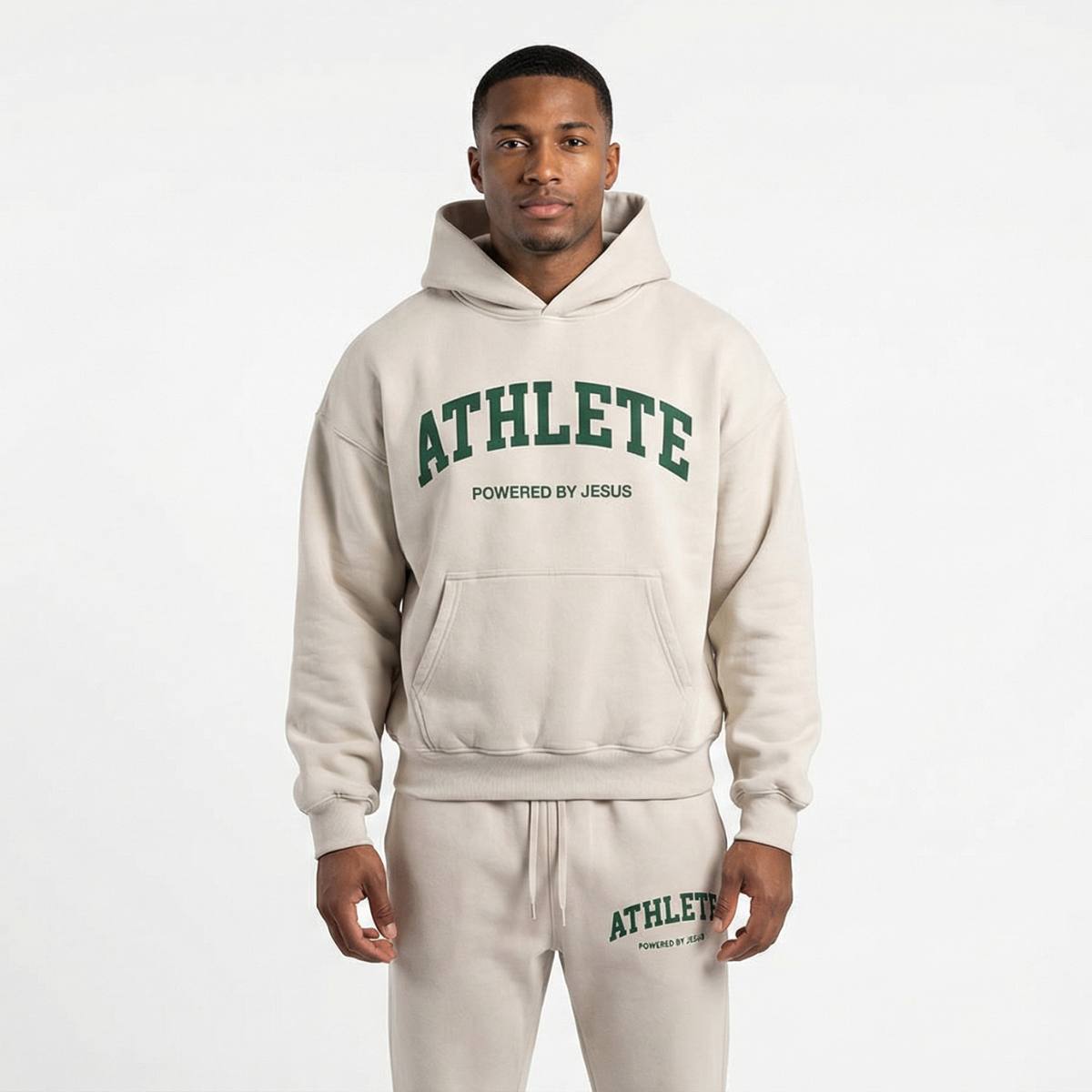 Athlete Powered by Jesus Premium Hoodie - Bone