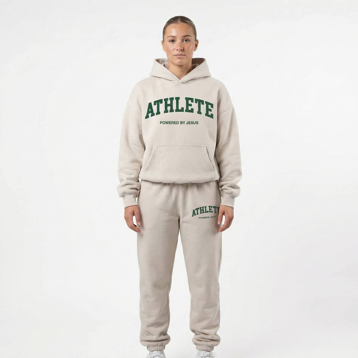 Athlete Powered by Jesus Premium Hoodie - Bone