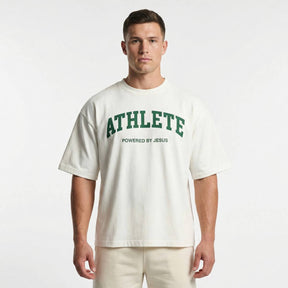 Athlete Powered by Jesus Oversized Heavy T-shirt - White