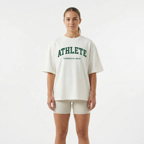 Athlete Powered by Jesus Oversized Heavy T-shirt - White