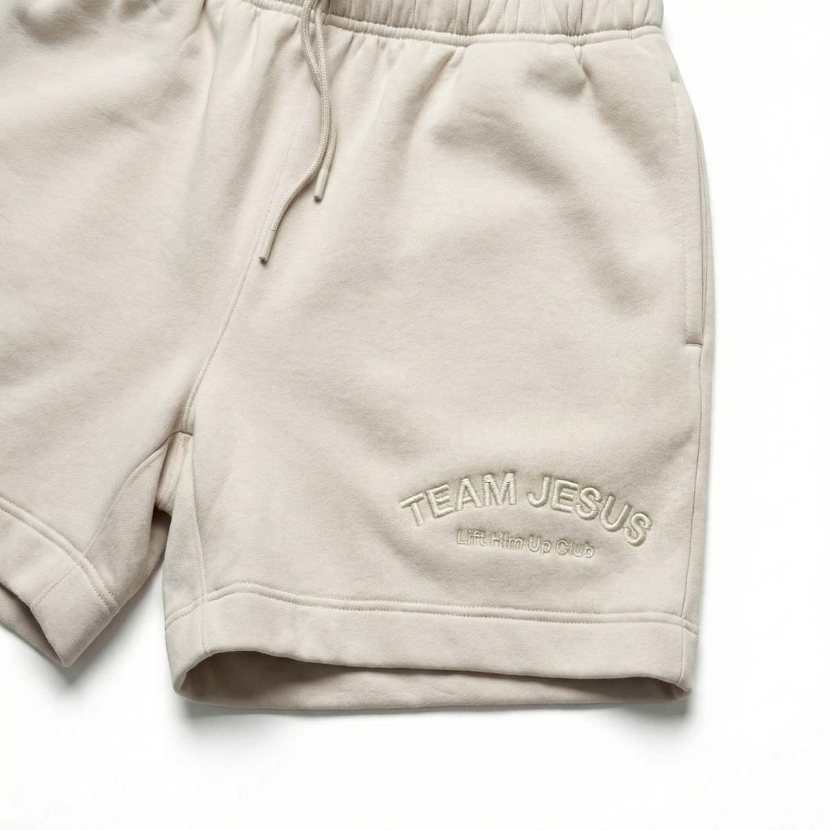 Team Jesus Premium Track Shorts - Bone