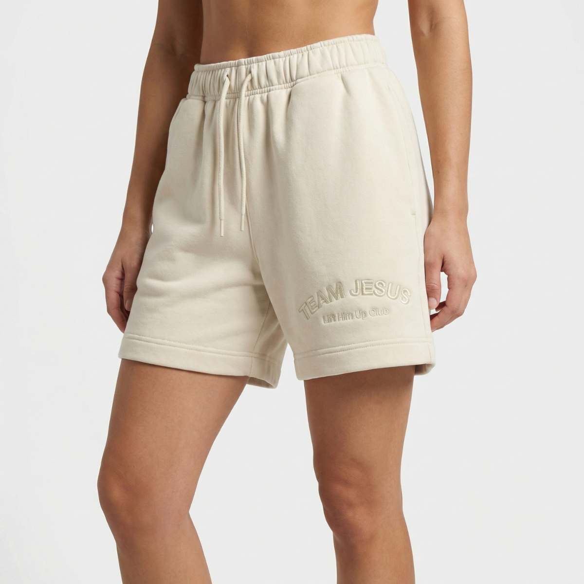 Team Jesus Premium Track Shorts - Bone