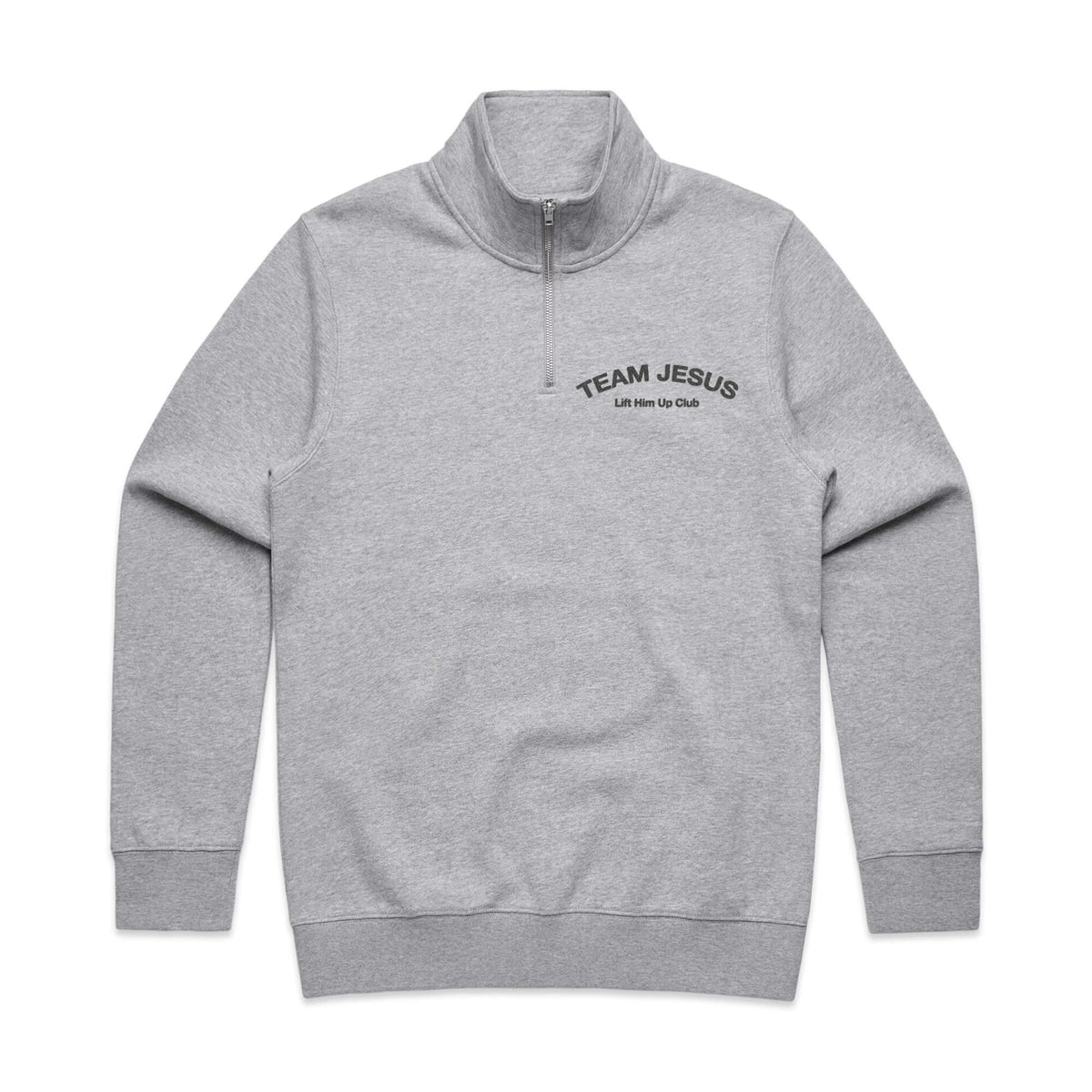 Team Jesus Half Zip Premium Sweater - Sports Grey