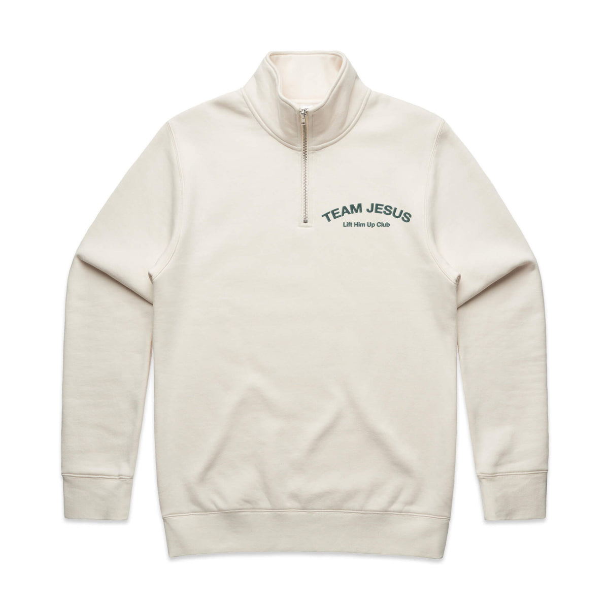 Team Jesus Half Zip Premium Sweater - Bone