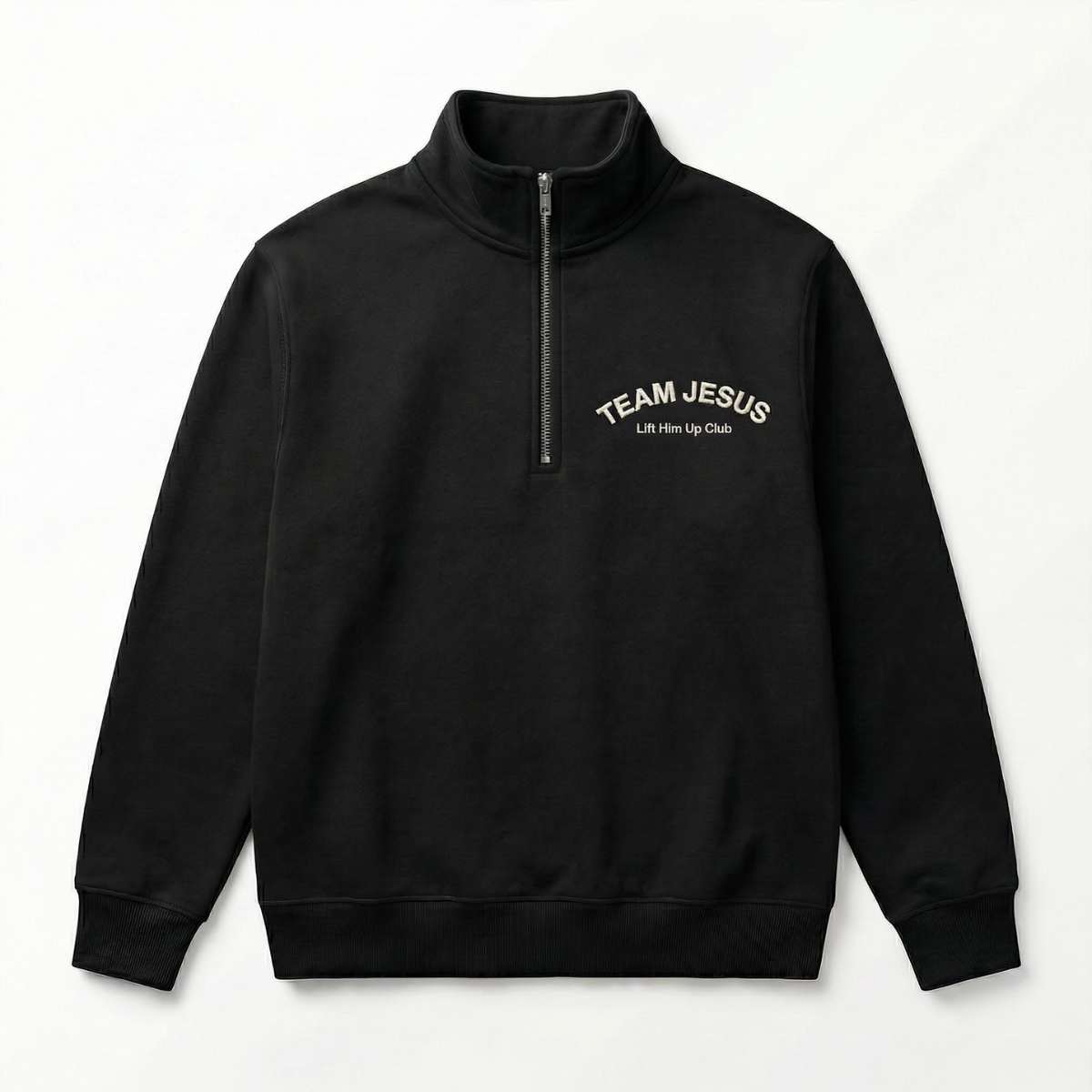 Team Jesus Half Zip Premium Sweater - Black