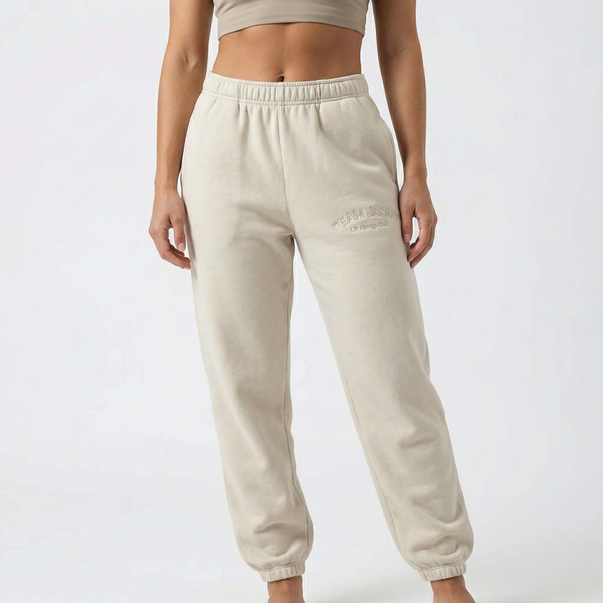 Team Jesus Track Pants - Bone