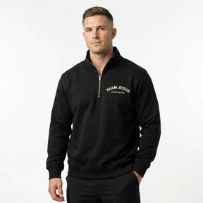Team Jesus Half Zip Premium Sweater - Black