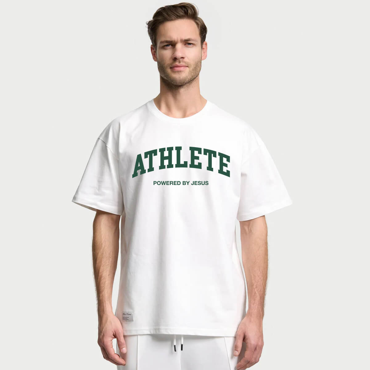 Athlete Powered by Jesus Oversized Heavy T-shirt - White