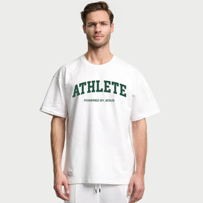 Athlete Powered by Jesus Oversized Heavy T-shirt - White