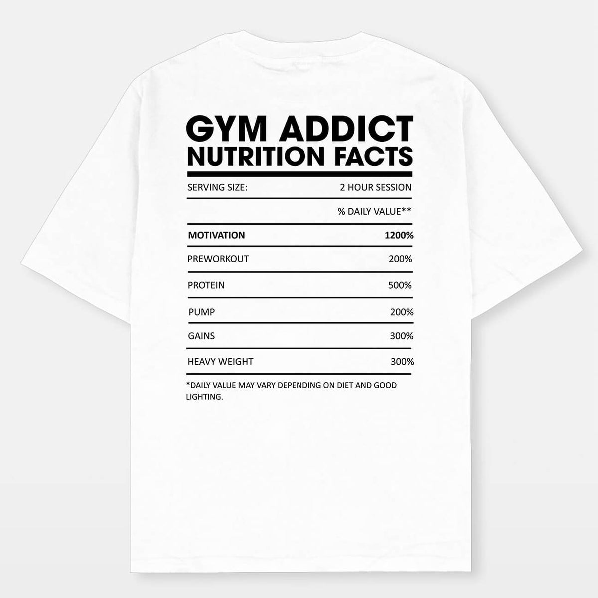 Gym Addict Nutrition Facts Heavyweight T-Shirt